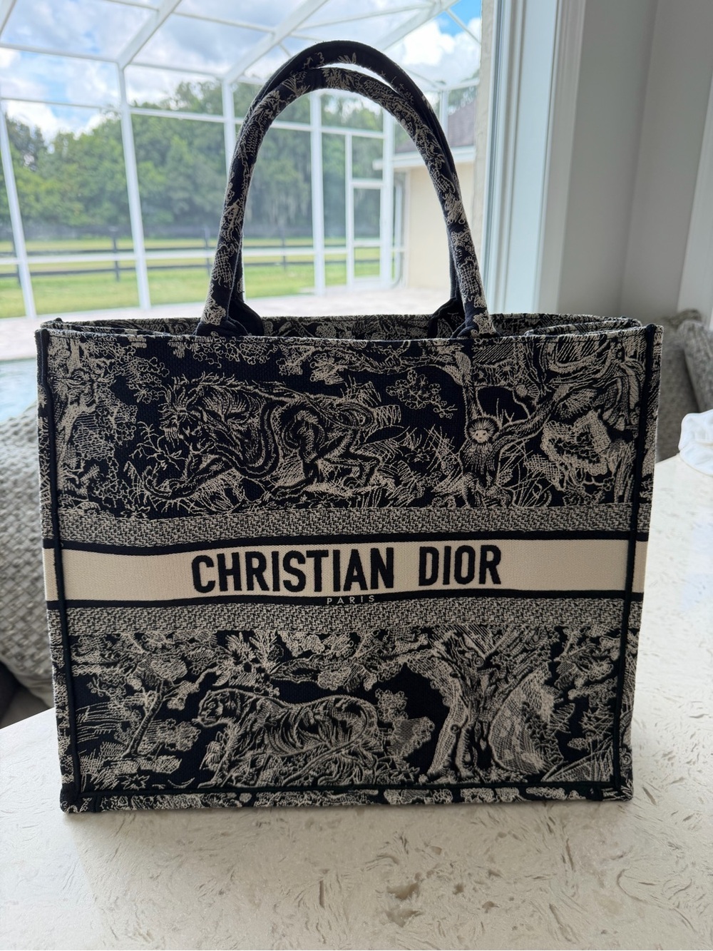 Dior Black and White Toile de Jouy Book Tote